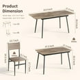 thumbnail image 4 of Noelse 63"Extendable Dining Table Set for 4-6 People, Metal Frame, MDF Wood Board, Kitchen Table Set with 6 Chairs, Gray, 4 of 8