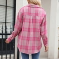 thumbnail image 5 of Kaprioy Womens Plaid Flannel Shacket Button Down Long Sleeve Casual Jackets Coats Fall Fashion Clothes Plus Size Baggy Trendy Shirts Women Casual Plaid Shirt Lapel Pocket Loose Button Shirts, 5 of 5