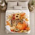 thumbnail image 5 of Rustic Harvest Pumpkin Sunflower Autumn Still Life, Cozy Friendship Quote Scene, Warm Flannel Blanket for Living Room and Reading Nook, Art Lovers Thanksgiving Gift, Artistic Home Decor, 5 of 9