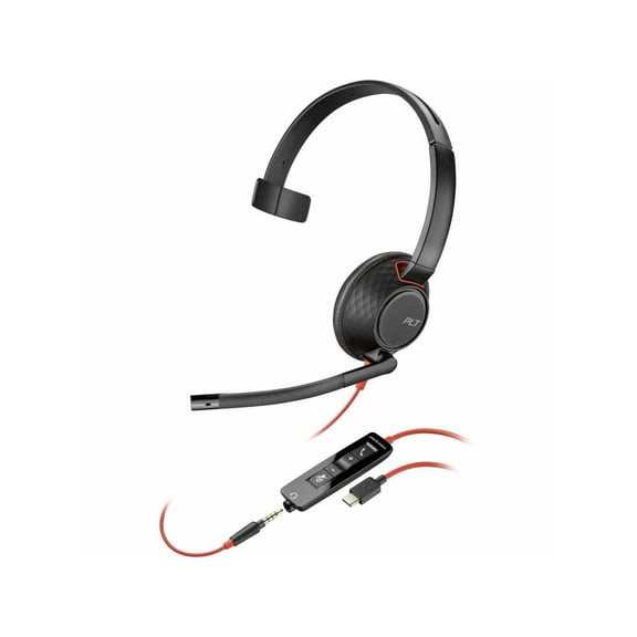 HP POLY HEADSETS Poly Blackwire C5210 On-Ear Mono Headset, Black