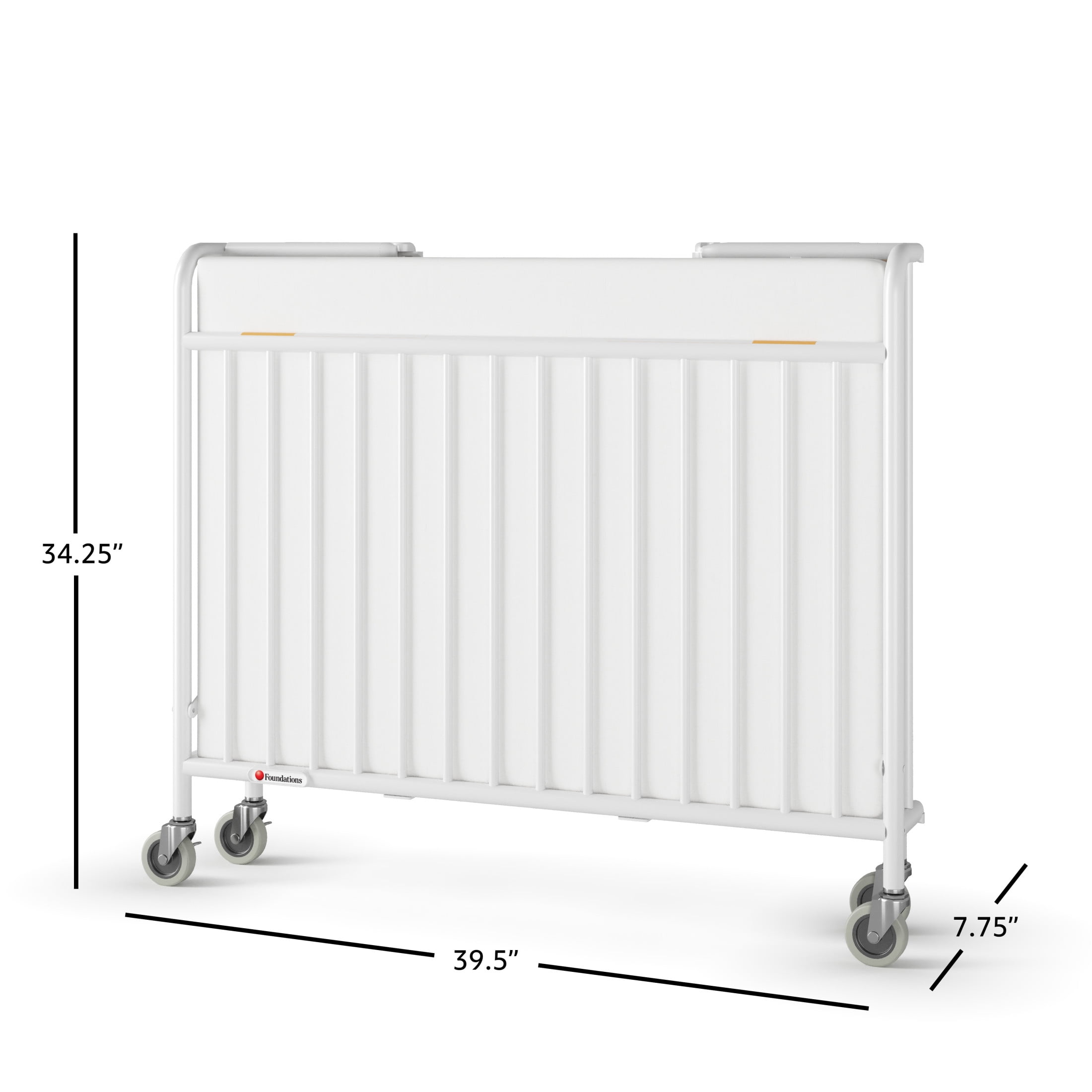 Foundations StowAway Compact Folding Hotel Crib with 2" Mattress and Locking Wheels, White