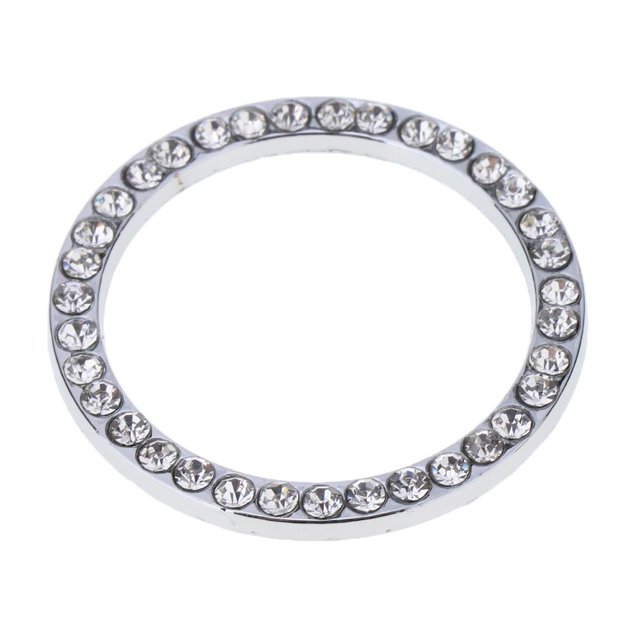 Miulika Car Engine Ignition Start Stop Button Crystal Diamond Decal Cover White