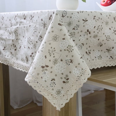 

Livesture Simple Nordic Square Lace Tablecloth Beige small floral 140x220cm