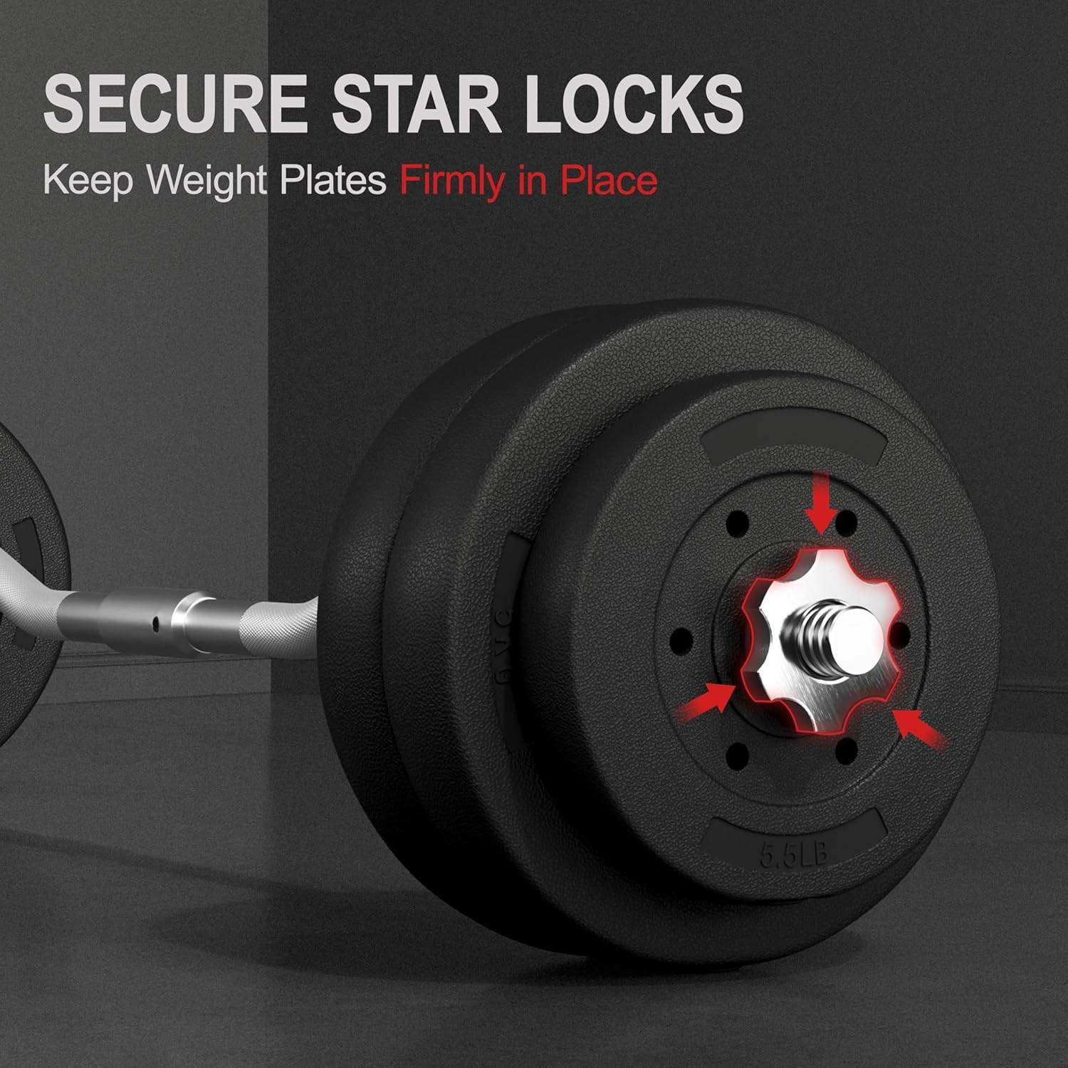 Librala Barbell Set Olympic Curl Bar Weights & 2 Olympic Barbell Clamps Strength Training Bars