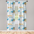 thumbnail image 3 of Ambesonne Emoji Curtains, Aviation Sky Rider Writings, Pair of 28"x95", Soft Blue Mustard Red, 3 of 5