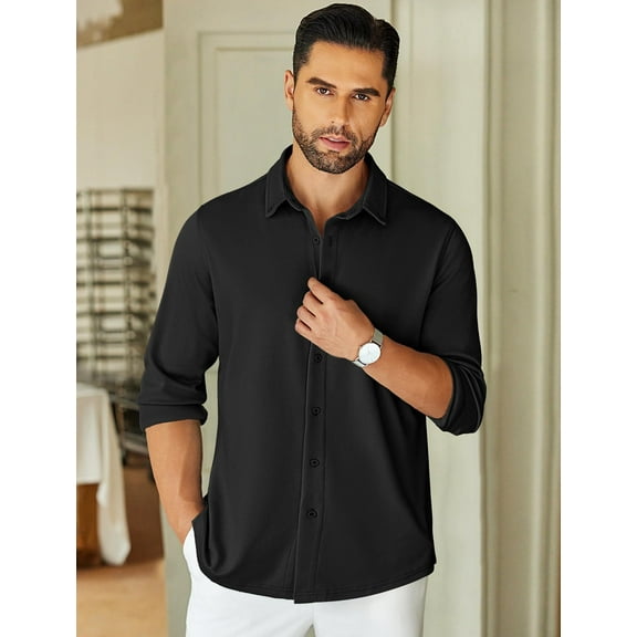 COOFANDY Men's Long Sleeve Shirt Casual Button Down Shirt Wrinkle Free Untucked Shirts