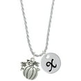 thumbnail image 1 of Delight Jewelry Silvertone Large Antiqued Pumpkin Silvertone Script Initial Disc - X - Charm Necklace, 20"+3", 1 of 1