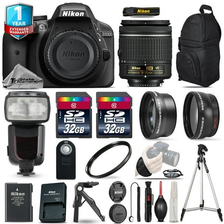Nikon D3300 DSLR Camera + 18-55mm VR -3 Lens Kit + Pro Flash + UV + 1yr (Best Price Nikon D3300 Bundle Uk)