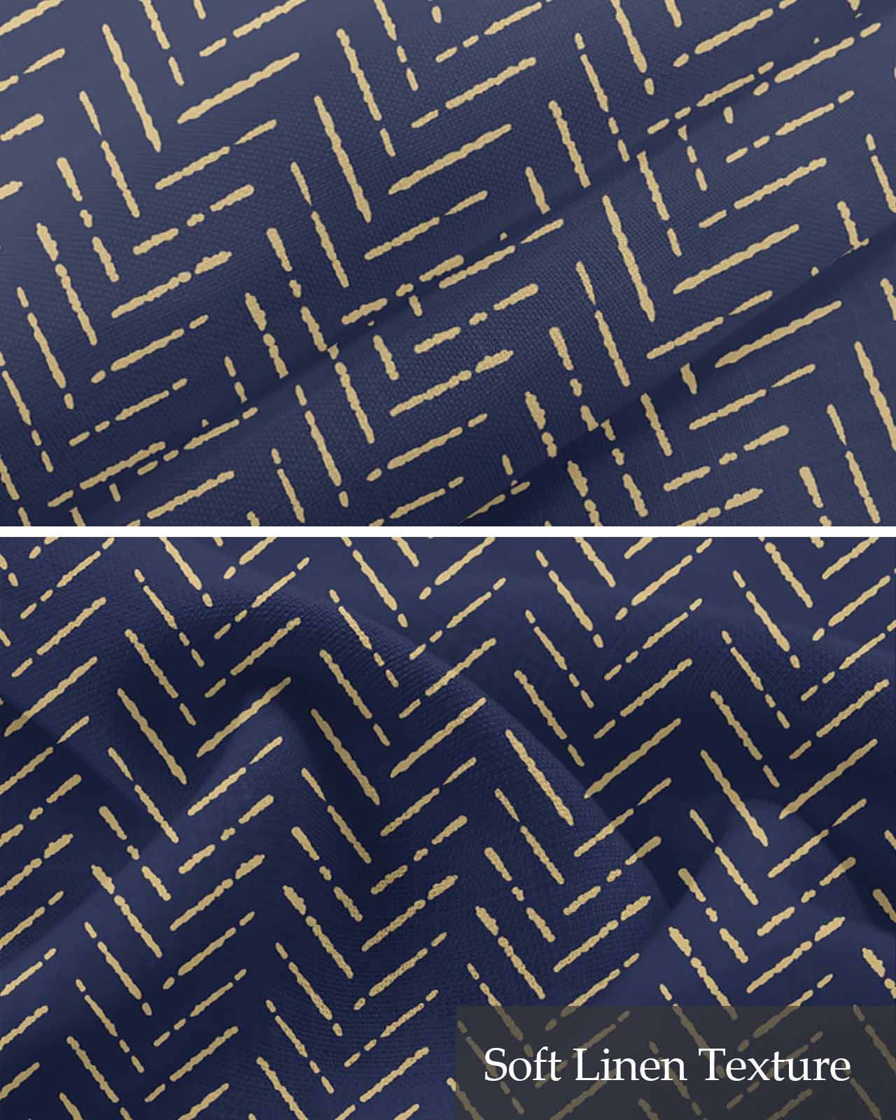 Navy Blue Gold Striped Linen Curtain Valance for Bedroom/Bathroom/Kitchen/Living/Dining Room Window,Contemporary Minimalist Boho Geometric Pocket Topper Drapes Decorative Cafe Drapery Panel 60"x18"