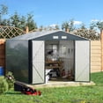 thumbnail image 3 of Outvue 10x10FT Outdoor Steel Storage Shed with Lockable Doors, Metal Patio Garden Tool Storage, 3 of 7