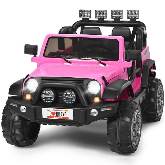 Topbuy 12V Electric Kids Ride On Truck Toys 2 Seater Jeep Car with Remote Control Pink