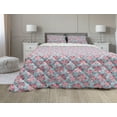 thumbnail image 1 of Blue and Pink Comforter & Sham Bedding Set, Abstract Petals and Leaves, 3 pcs Duvet Set Microfiber Filling Quilt, 5 Sizes, Sea Blue Pink, by Ambesonne, 1 of 4