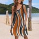 thumbnail image 2 of Faldas Largas de las Mujeres Impresas de Bolsillo sin Mangas con Cuello en V, Vestido Casual sin Posicionamiento, 2 of 5
