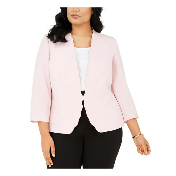 Kasper Womens Plus Suit Seperate Scalloped Blazer Pink 24W - Walmart.com