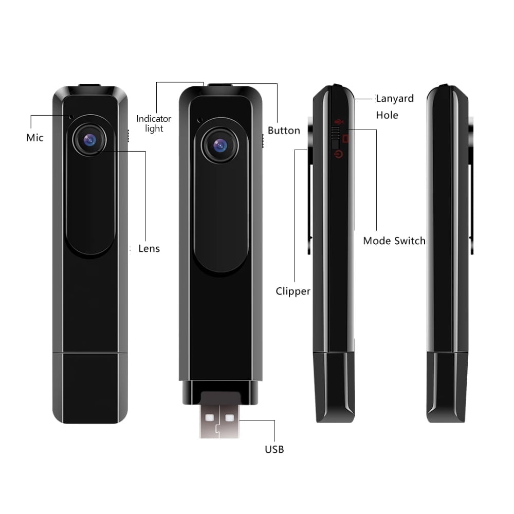 Body Camera HD 1080P Wearable Mini Pen Camera Portable Cop Pocket Cam Convert Video Recorder USB/One Key Fast Record Police Body Cameras for Home/Office