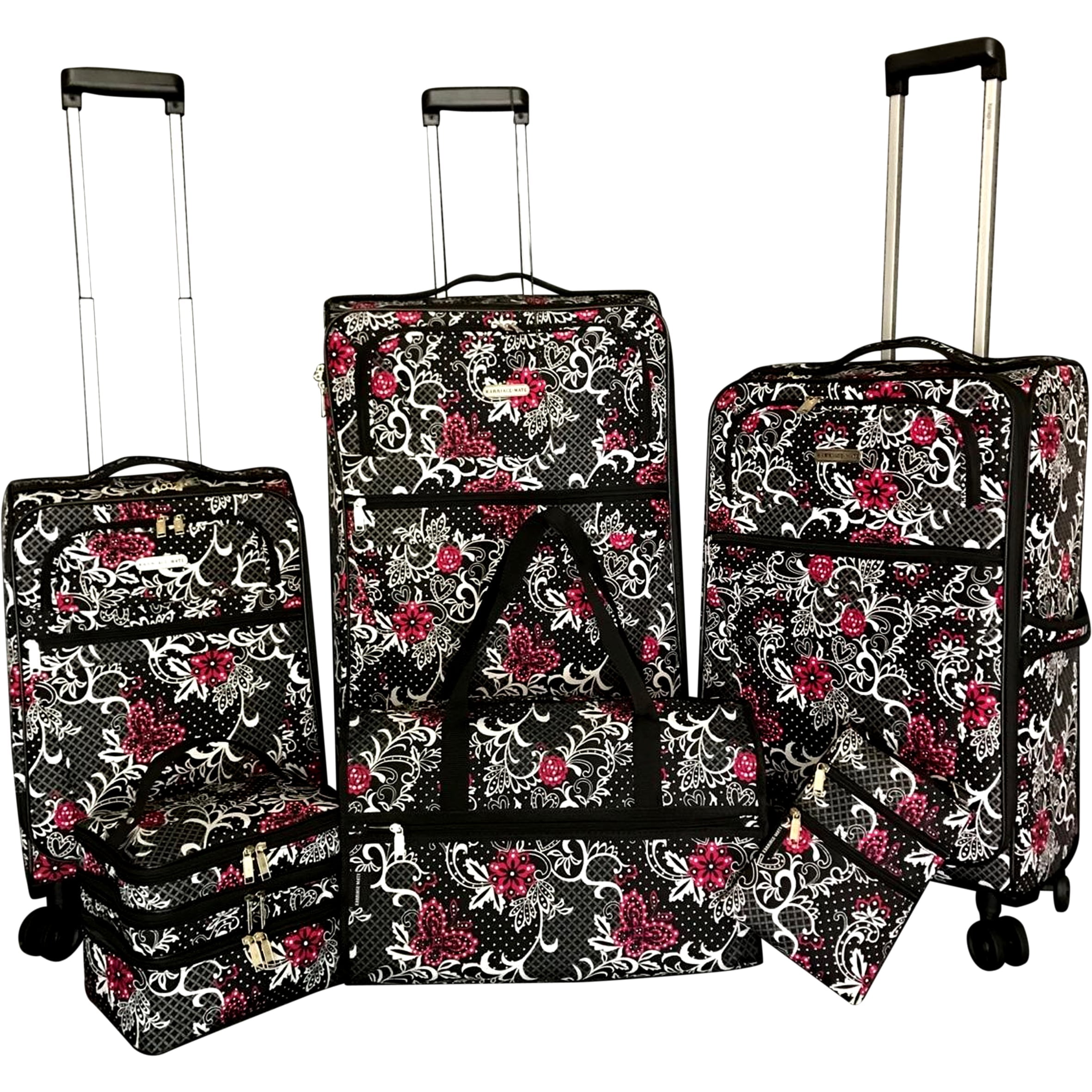 KarriageMate Floral 6piece Expandable Spinner Luggage Set