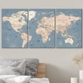 thumbnail image 3 of wall26 Canvas Print Wall Art Set Vintage Antique Pastel World Map Global Country Illustrations Modern Decorative International Educational for Living Room, Bedroom, Office - 24"x36" x 3 Pan, 3 of 5