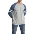 thumbnail image 2 of Biekopu Men Raglan Long Sleeve T-shirt, Patchwork Round Collar Loose Style Pullover, S/ M/ L/ XL/ XXL, 2 of 6