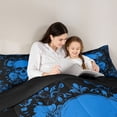 thumbnail image 5 of jejeloiu Gothic Skull Skeleton Bedding Comforter Set,Boho Spooky Theme Twin Comforter Sets,Blue Black Bedding Set For Adult,Breathable Home Decor Reversible,2 Pieces, 5 of 8
