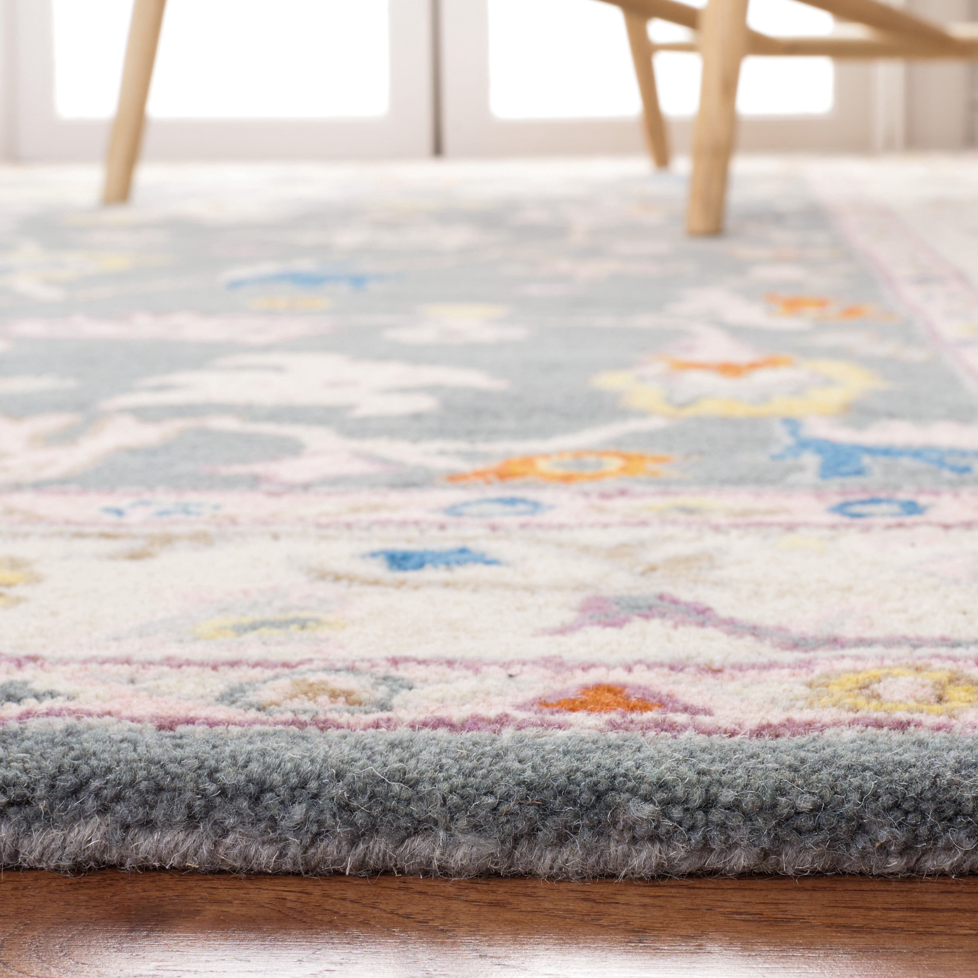 SAFAVIEH Anatolia Dalton Oriental Wool Runner Rug, Dark Grey/Ivory, 2'3" x 8'