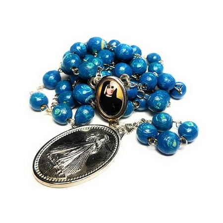- Saint Faustina Kowalska mystic and visionary True Relic Chaplet Apostle Divine of Mercy with Miraculous Medal JESUS I TRUST IN YOU rosary based Three O' Clock prayer Poland Polish Novena