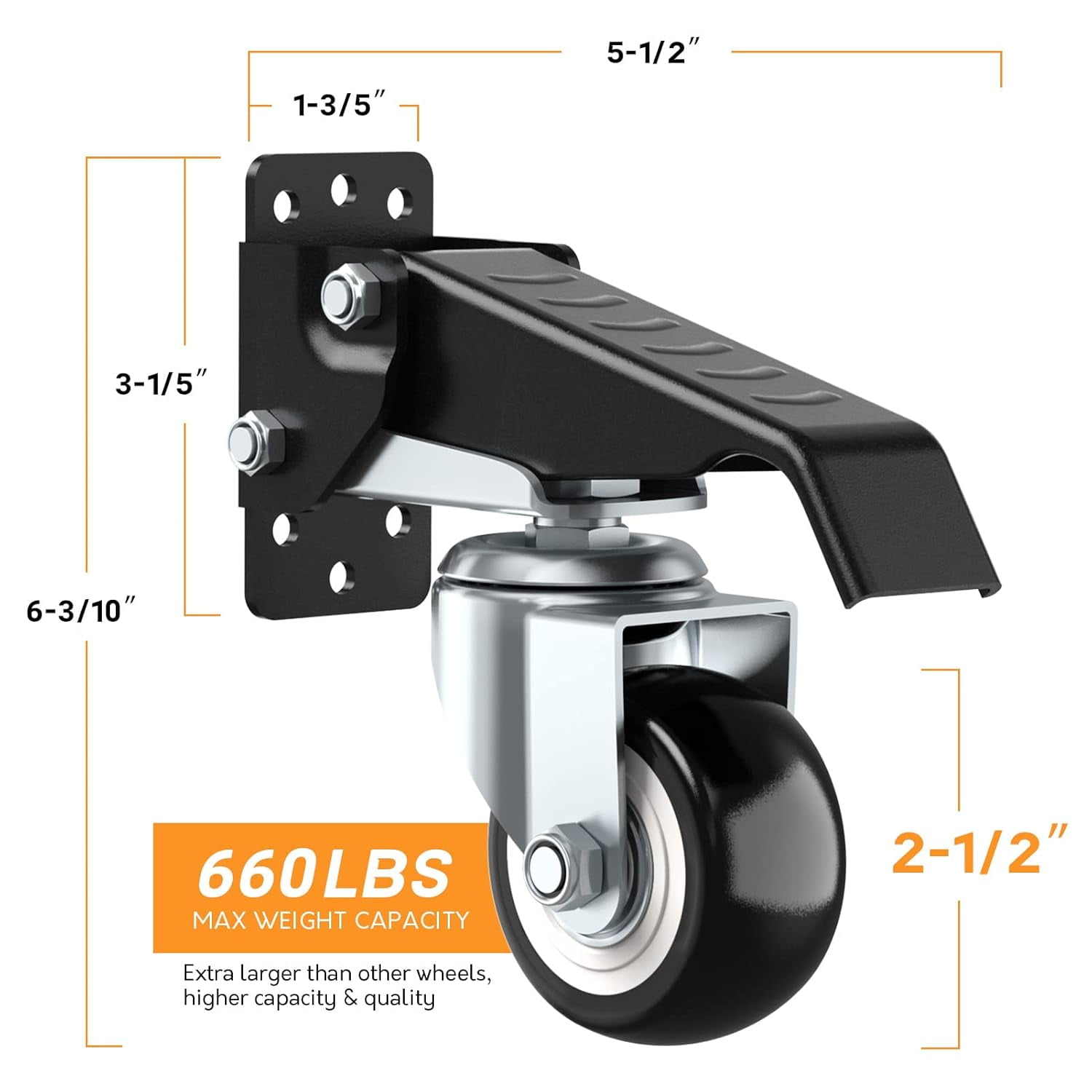 4 Pack Workbench Casters kit 660/720/880/990 Lbs - Retractable Casters Heavy Duty Bench Caster Wheels Designed for Workbenches Machinery & Tables,