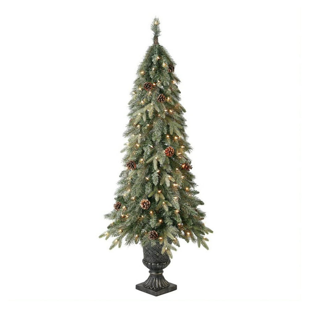 Home Heritage Entryway 5 Foot Christmas Tree With White Lights and