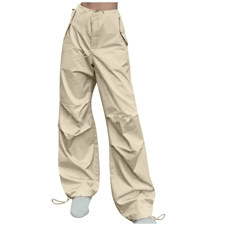RYRJJ Parachute Pants for Women Baggy Cargo Pants Multi-Pocket