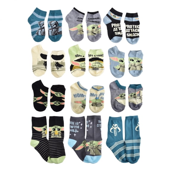 Star Wars The Mandalorian 12-Days of Socks Variety Box Set-Size 6-8
