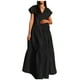 thumbnail image 1 of Vestido largo de verano liso con cuello en V para mujer: estilo étnico retro, ligero y cómodo para la playa o una fiesta, talla real, disponible en negro, verde y naranja, 1 of 6