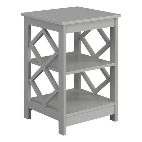Pemberly Row Modern Diamond Square End Table in Gray Wood Finish