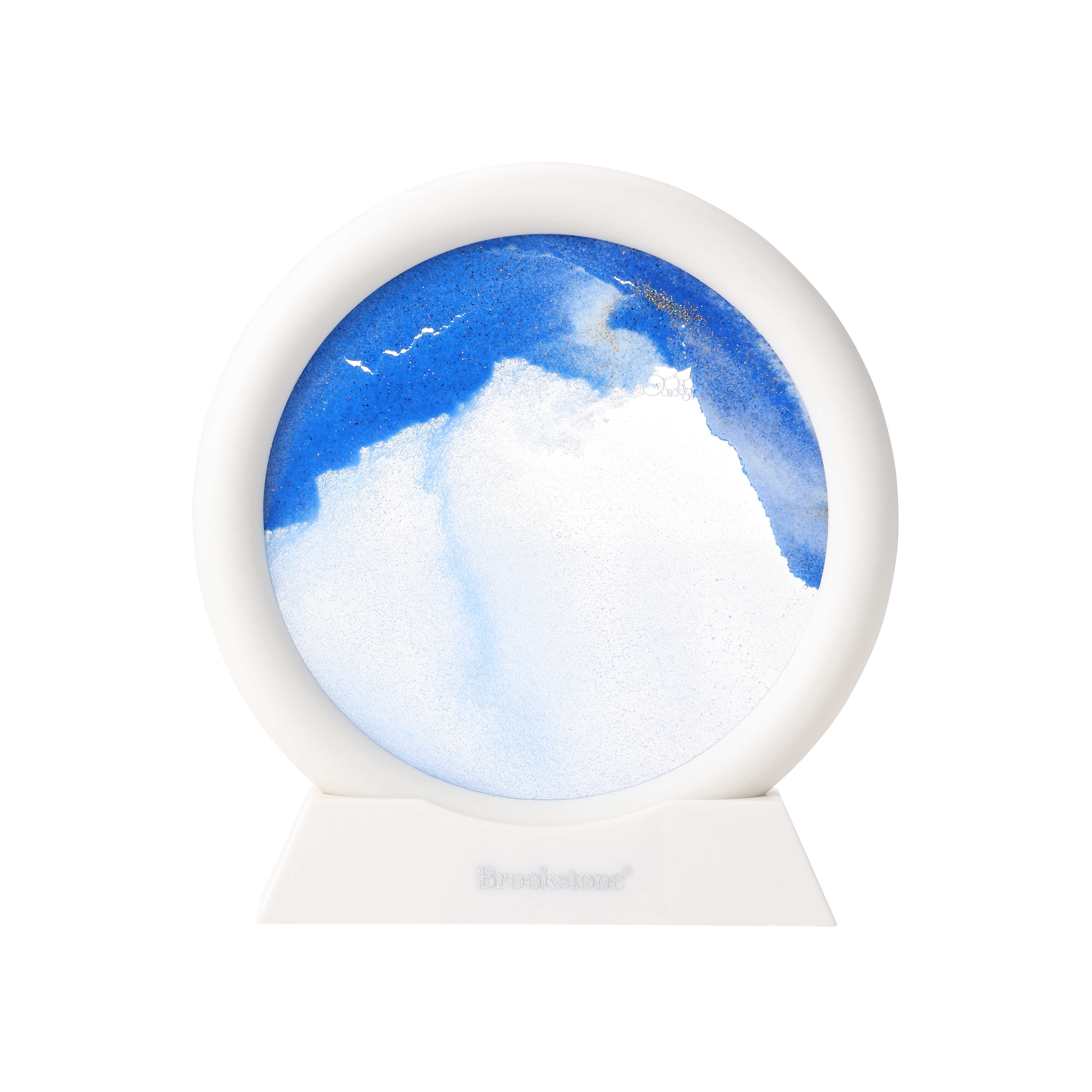 Brookstone Gently Flowing Sand Motion Desk Decor – Relaxing Visual Stress Relief Ornament with Scenic Stand, Calming Office & Home Mindfulness Display