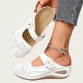 thumbnail image 6 of Gpaecead Women Flower Hollow Wedge Slippers Closed Toe Faux Leather Breathable Soft Sole Casual Beach Slides Summer, White, 6 of 7