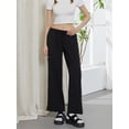 thumbnail image 4 of Caoirhny Women's Casual Long Pants Stripe Print Low Rise Wide Leg Trousers with Side Pockets, 4 of 9