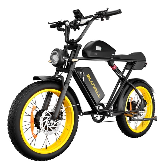 Bluvall K10 Peak 3000W Electric Bike, 20" Fat Tire Mountain Ebikes, 52V 43Ah 39MPH Ebike for Adults Hydraulic Brake 7 Speed UL2849