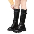 thumbnail image 4 of Botas de cuero con plataforma de otoño para mujer, botas de talla grande con suela gruesa y cordones con cierre de cremallera a la moda Wmkox8yii  sa2215, 4 of 7