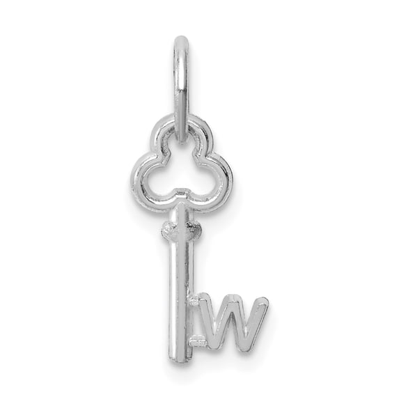14k WG W Key Charm in 14k White Gold