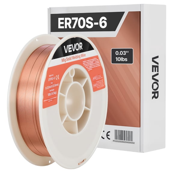 VEVOR Solid MIG Welding Wire, ER70S-6 0.03-inch 10 LBS, Low Spatter Mild Steel Welding Wire with High Deoxidizers for All-Position Gas Shielded Welding