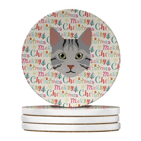 

Egyptian Mau Cat Christmas Large Sandstone Coasters Pack of 4 4 in x 4 in