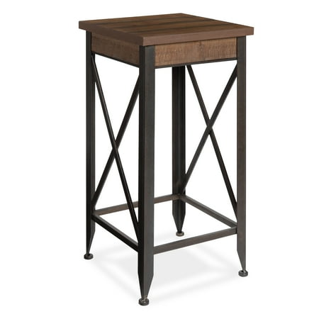 - Kate and Laurel Doswell Industrial Rustic Side Tea Table Plant Stand, Metal Base with Vintage-like Wood Top
