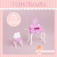 thumbnail image 6 of SESSLIFE Vanity Sets with LED Lights, Vanity Play Set with a Drawer, Dressing Table Dresser Wooden Toy Makeup Vanity Table & Stool, Pink, 6 of 6
