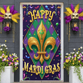 thumbnail image 6 of gold fleur-de-lis Happy Mardi Gras Banner green feathers Carnival Display colorful stars purple background Festive Backdrop for Mardi Gras Party Carnival Celebration New Orleans Event, 6 of 9