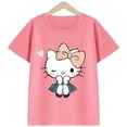 thumbnail image 4 of Hello Kitty, ropa de verano de manga corta de algodón para niñas, camiseta con estampado de dibujos animados, camisa inferior fina de media manga para niños, 4 of 4
