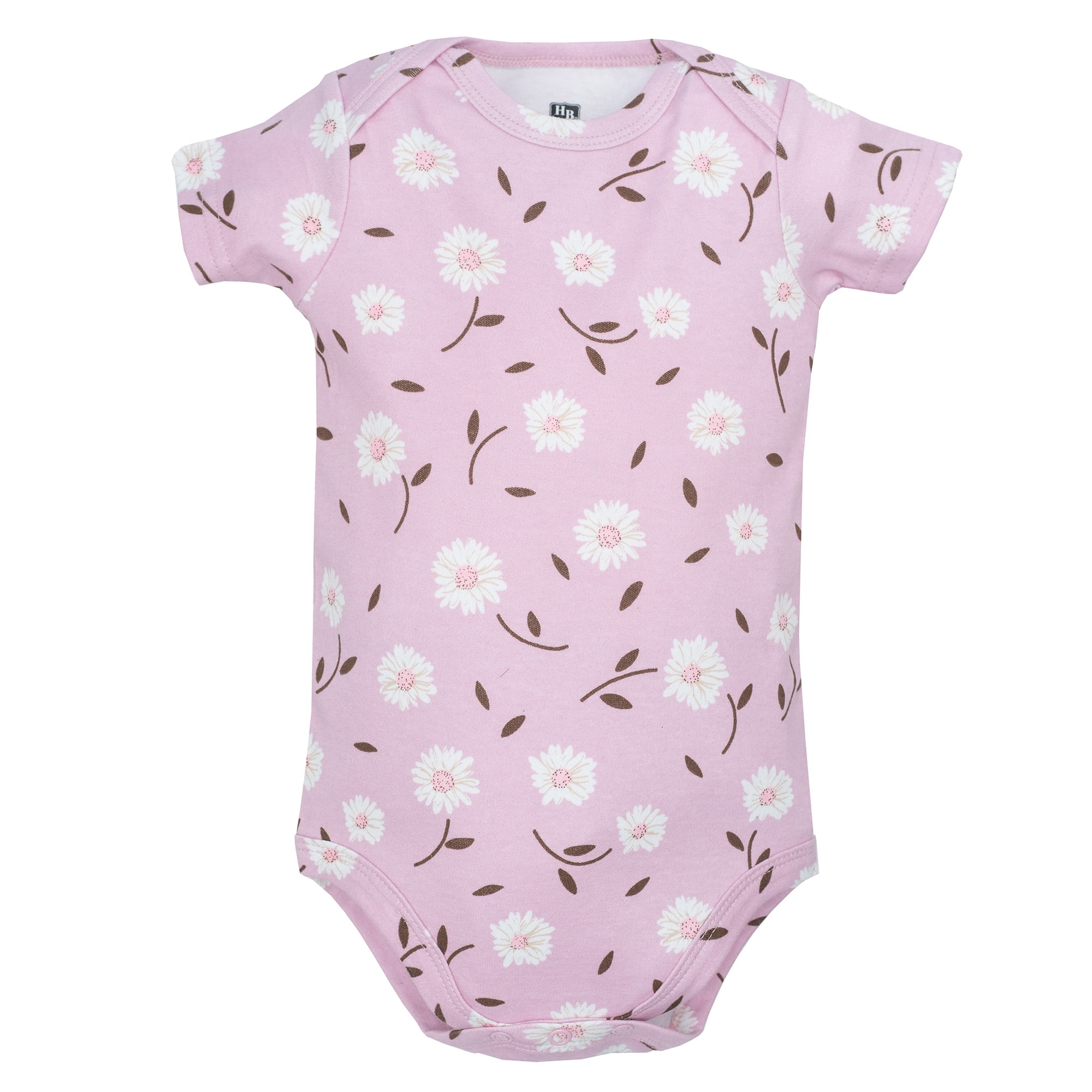 Hudson Baby Girl Cotton Bodysuits 3-Pack, Lilac Blooms, 0-3 Months