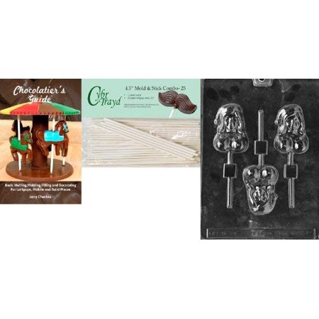 

Cybrtrayd Dolly with Santa Hat Lolly Adult Chocolate Candy Mold with 25 4.5-Inch Lollipop Sticks and Chocolatier s Guide