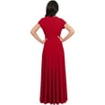 thumbnail image 6 of KOH KOH Long V-Neck Flowy Cap Short Sleeve V-Neck Bridesmaid Wedding Guest Party Formal Summer Sundress Tall Gown Maxi Dress Dresses For Women Red X-Small US 2-4 NT074, 6 of 7