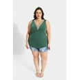 thumbnail image 3 of TIYOMI Ladies Plus Size 4X Tank Tops Army Green Sleeveless Tunics Guipure Shirts Lace Trim V Neck Camisoles Summer Tank Tops 4XL 24W 26W, 3 of 8