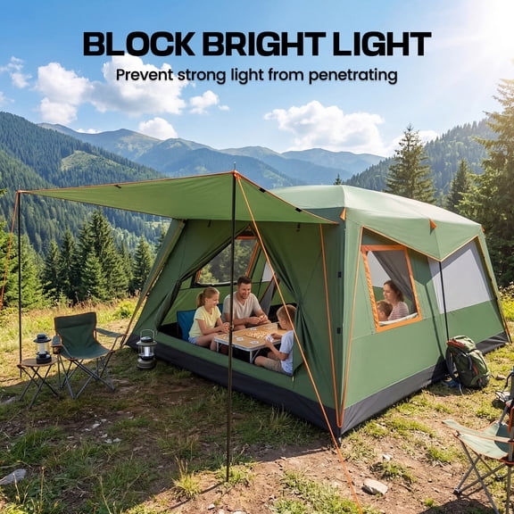 SANOPY 10-12 Person Tent Camping Tent，14×10 FT Waterproof & Windproof,Easy Manual Setup with 8 Wind Ropes & 14 Ground Nails, Ideal for Family & Group Outdoor Trips