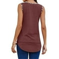 thumbnail image 3 of Débardeur Imprimé Léopard Col en V Sans Manches T-Shirt Sans Manches Femme Débardeur d'Été, Rouge Vin, TTG, 3 of 7