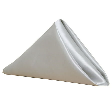 

Your Chair Covers - 10 Pack 20 Inch Satin Cloth Napkins Silver